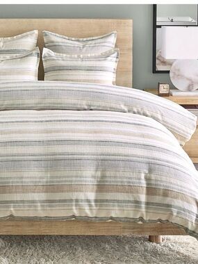 Pottery Barn Clayton Striped Duvet Cover & Matching Shams